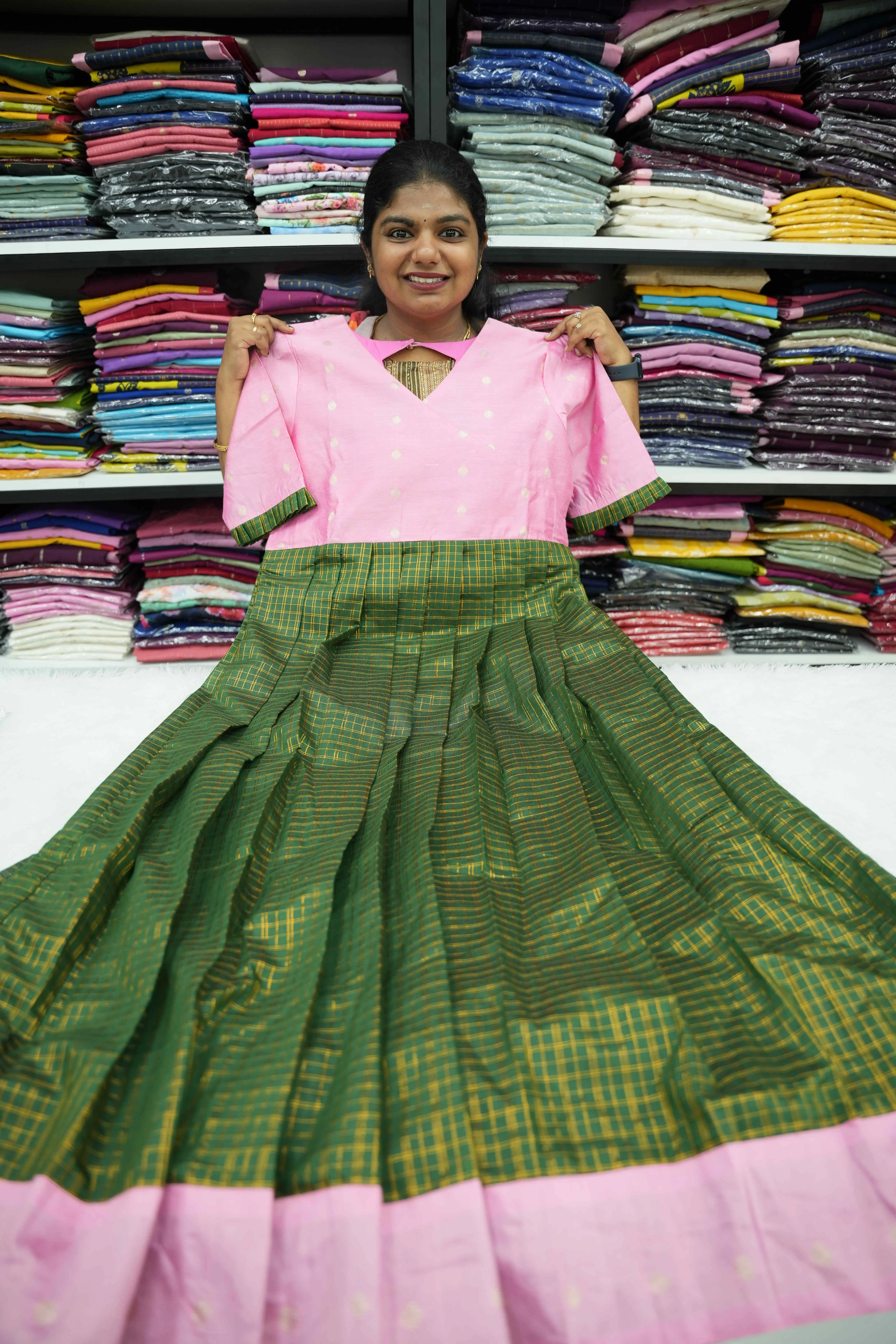Baby Pink Green Maxi
