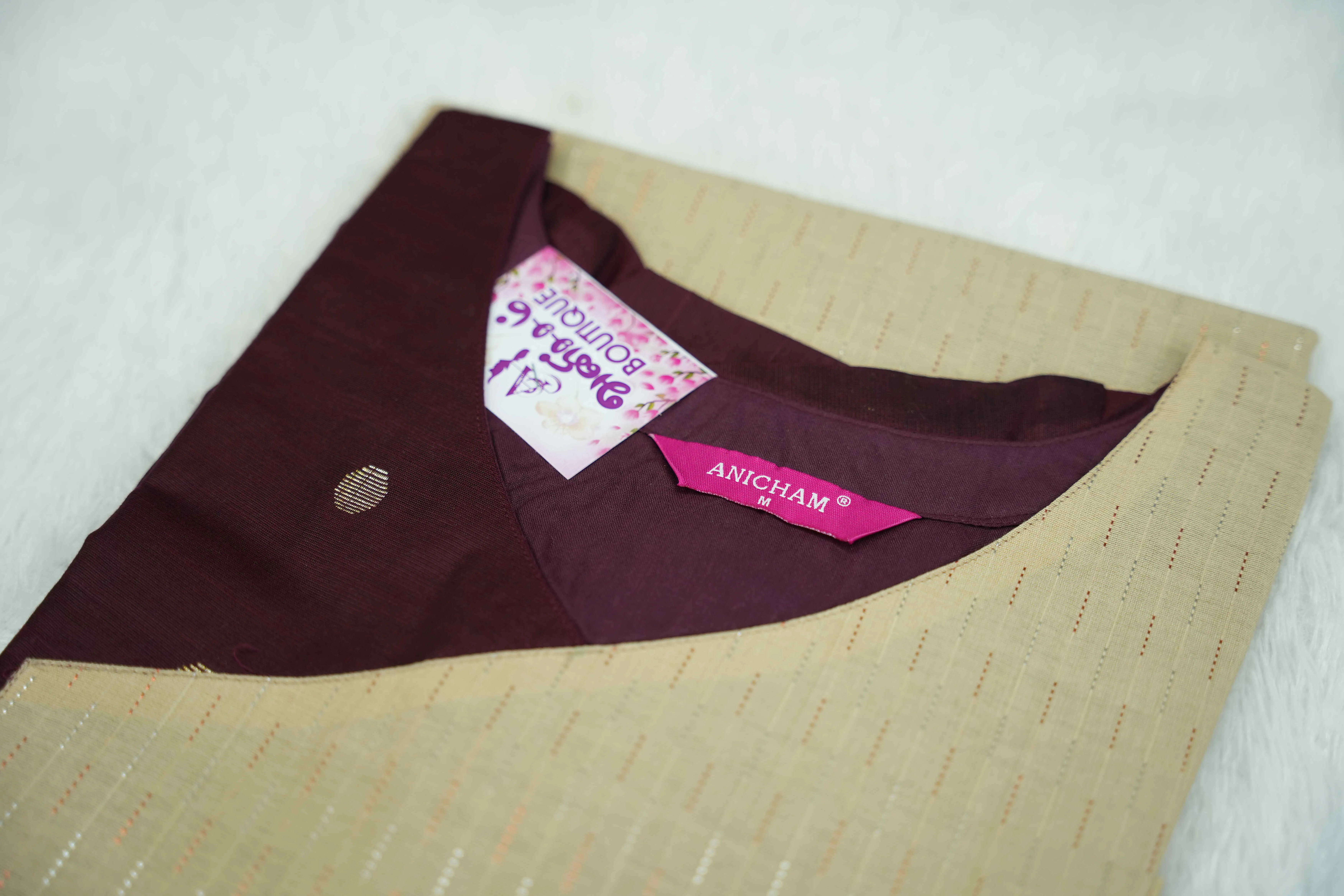 Biscuit With Maroon Kurti Set