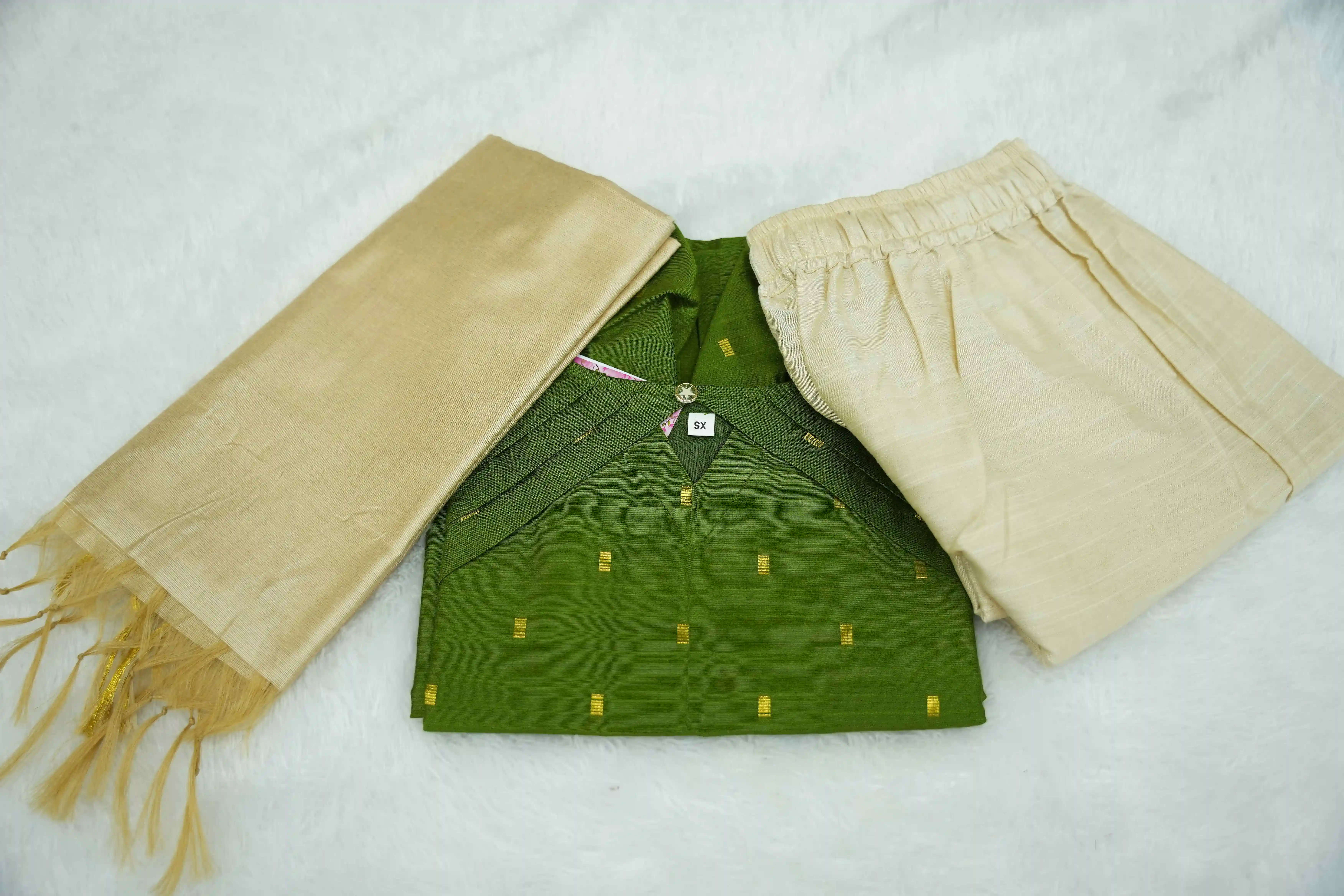 Green Pleated kurti set