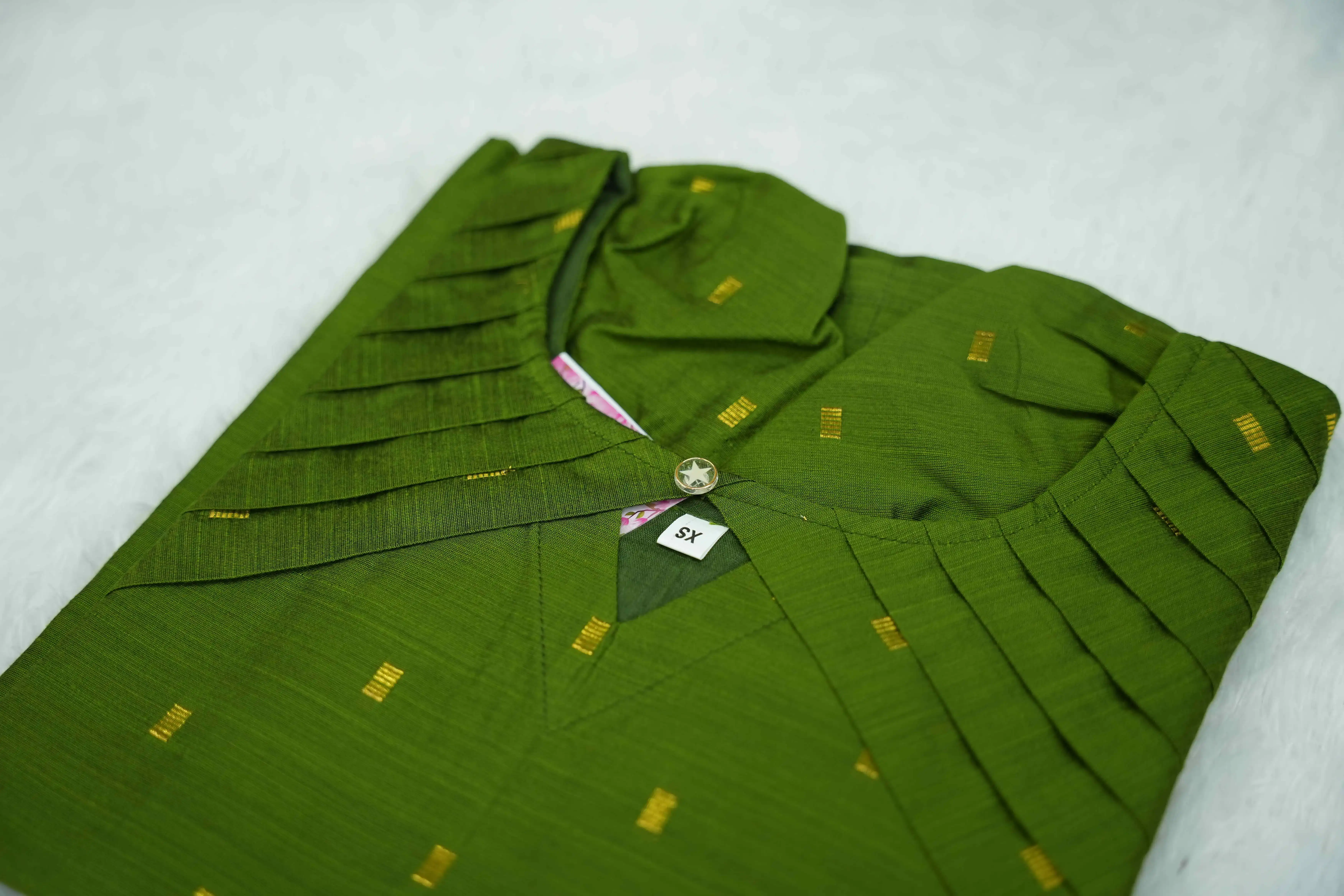 Green Pleated kurti set