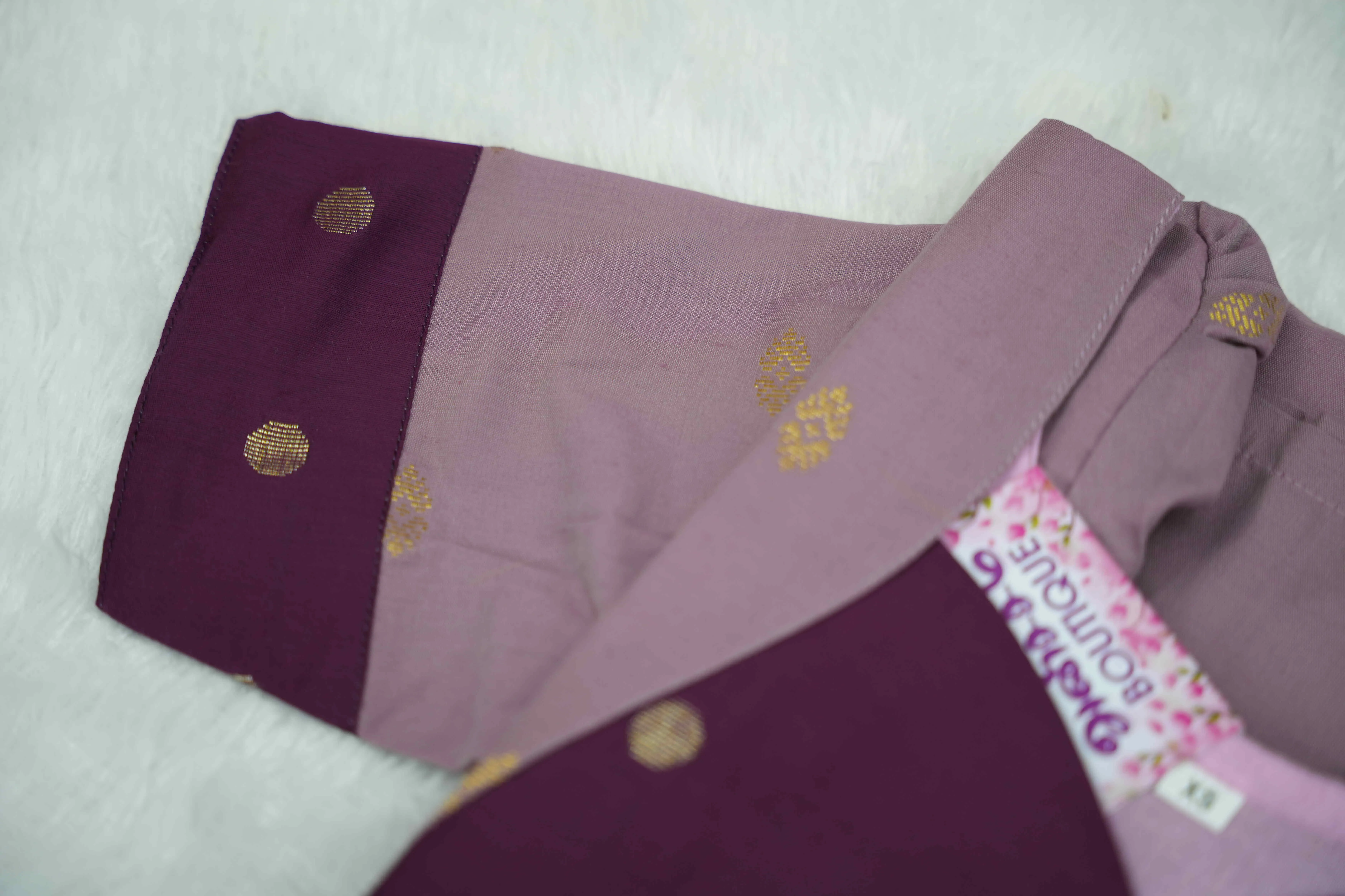 Lavender Checks Wine Kurti Set