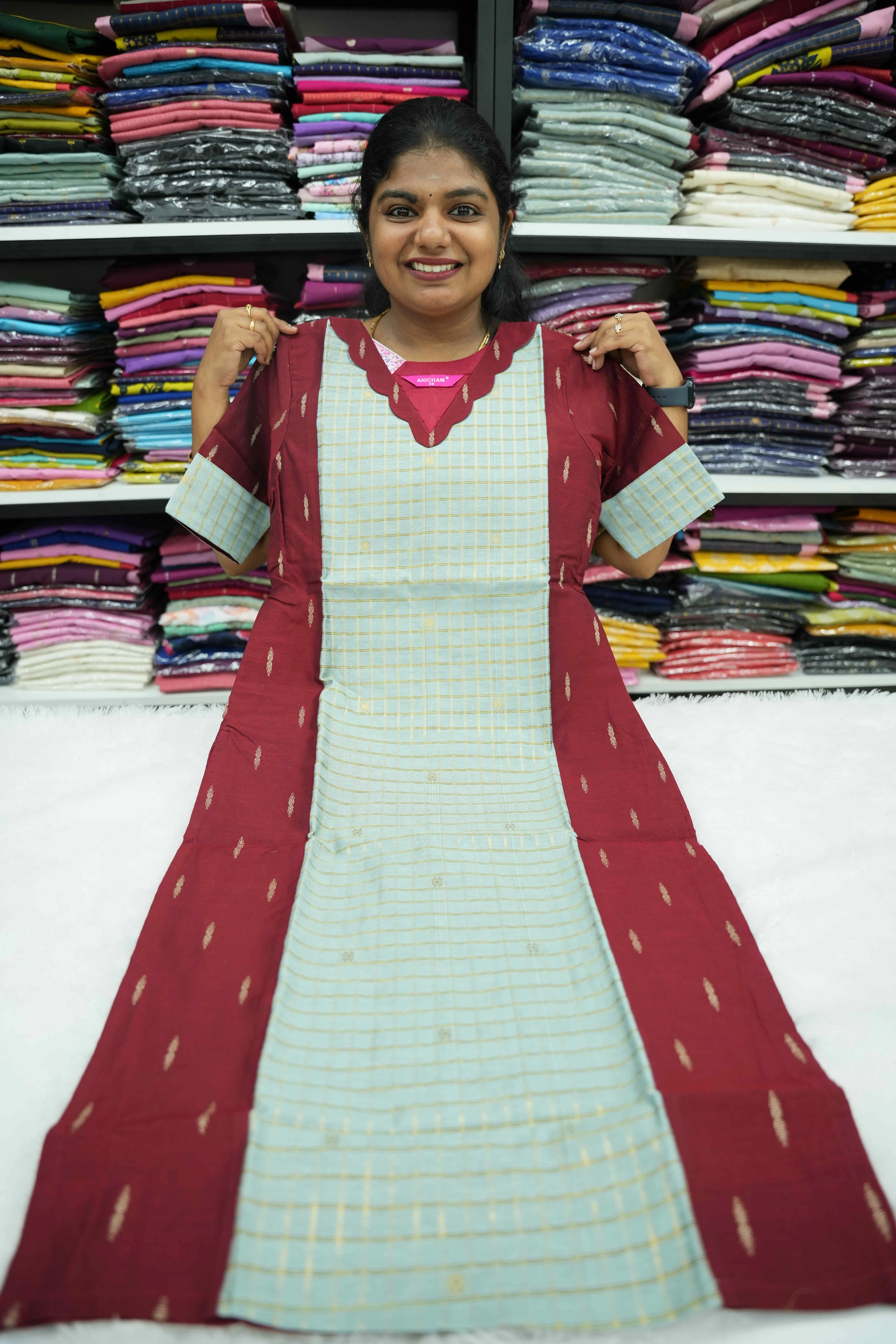 Maroon Pastel Checks Set