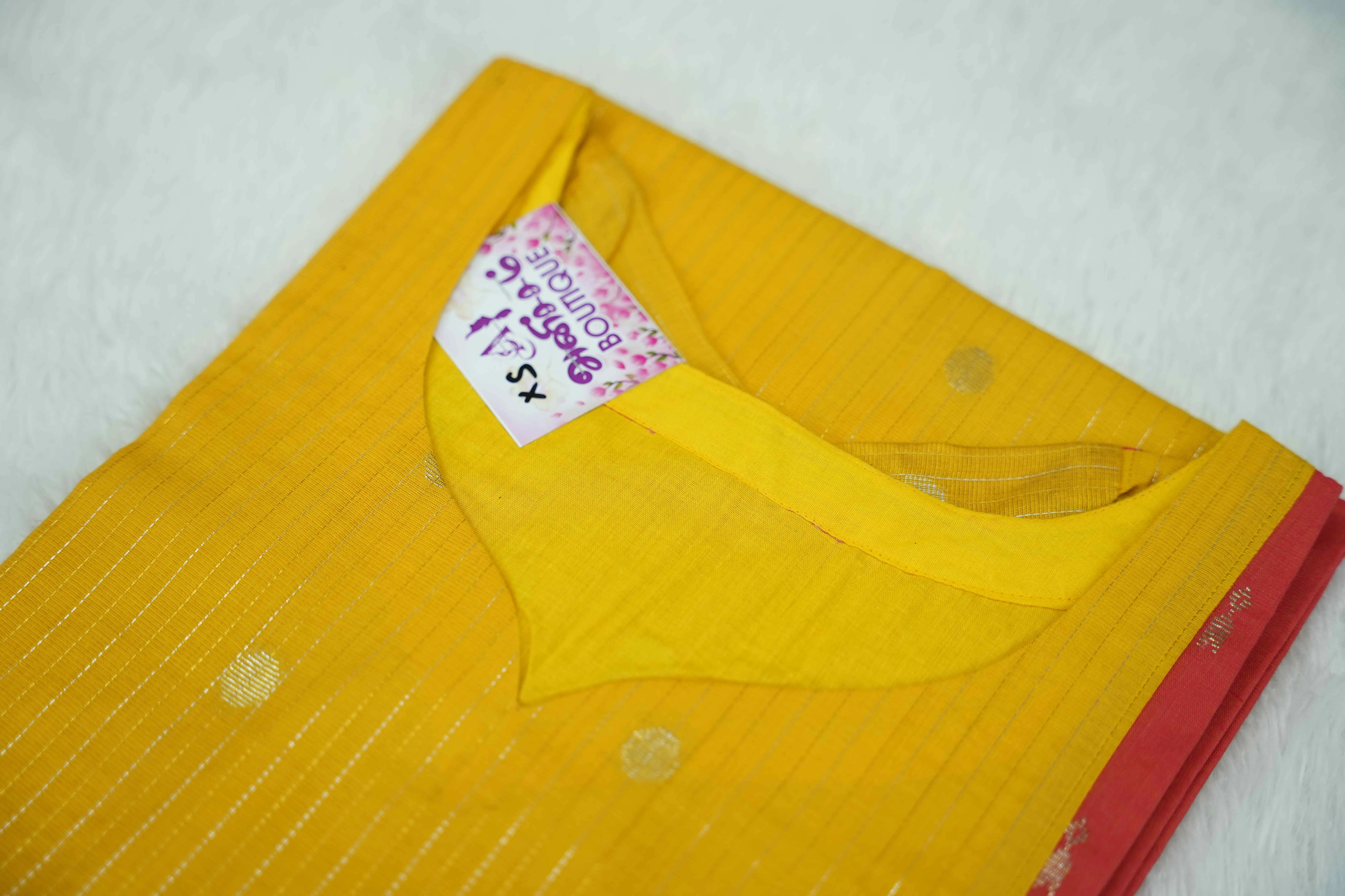 Yellow With Rust Orange Kurti Set