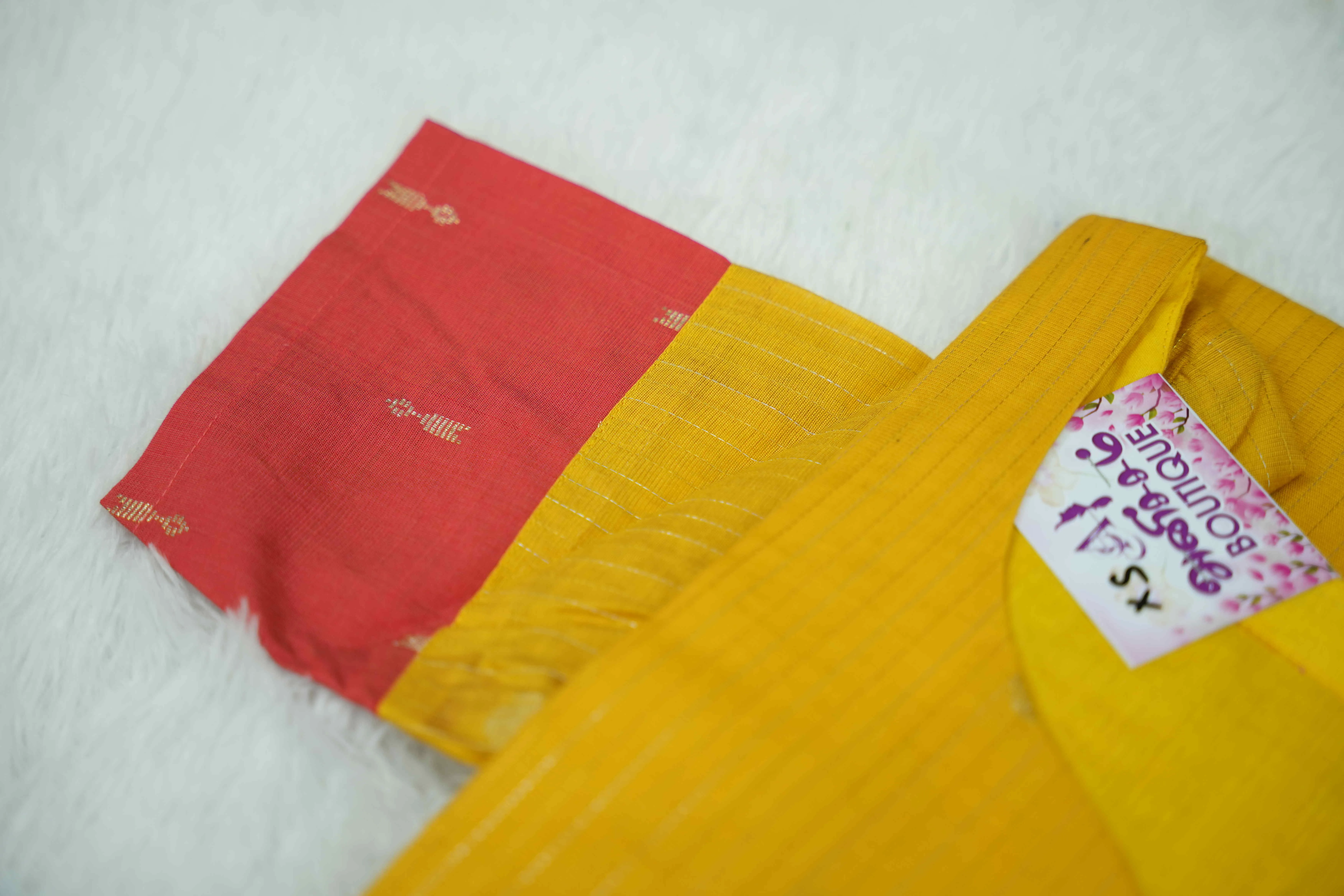 Yellow With Rust Orange Kurti Set