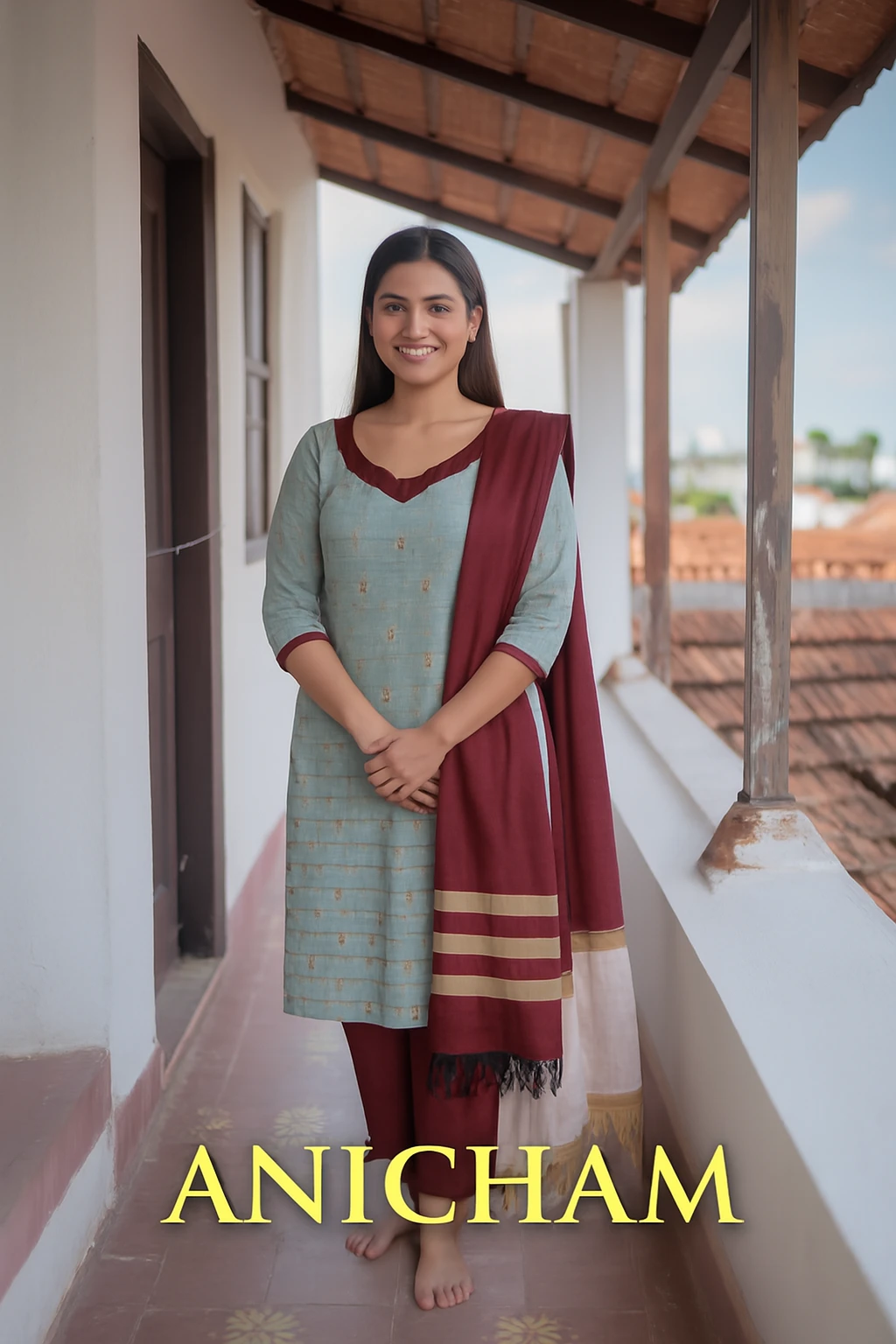 Maroon Pastel Checks Set