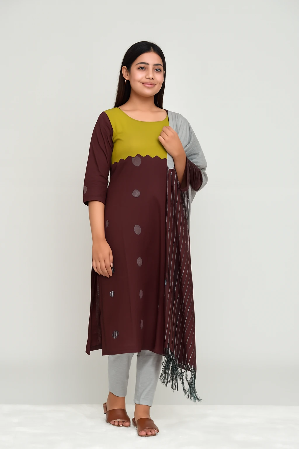 Wine Green Scalp Kurti Set