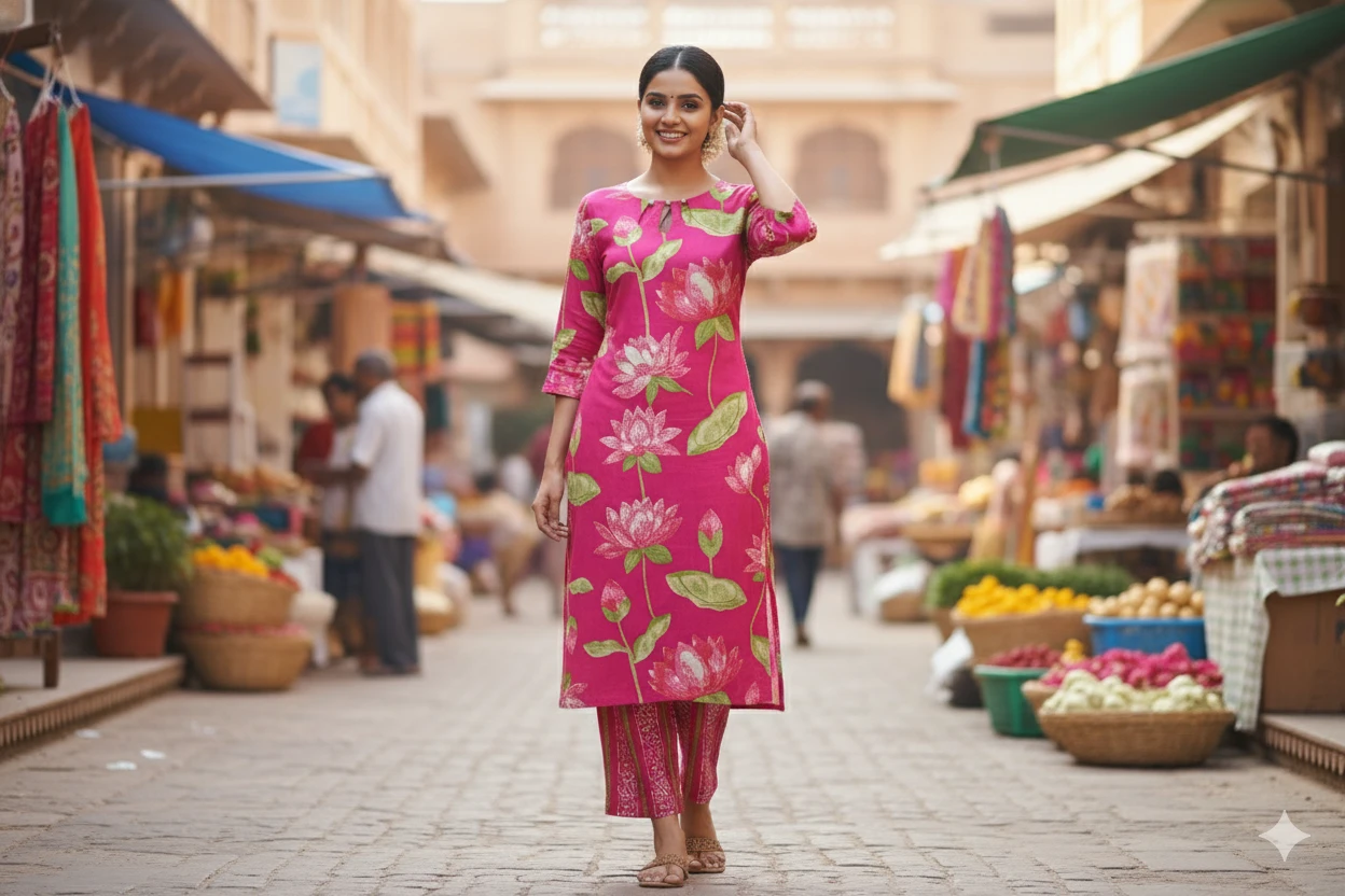 Pink With Green Co Ords Set