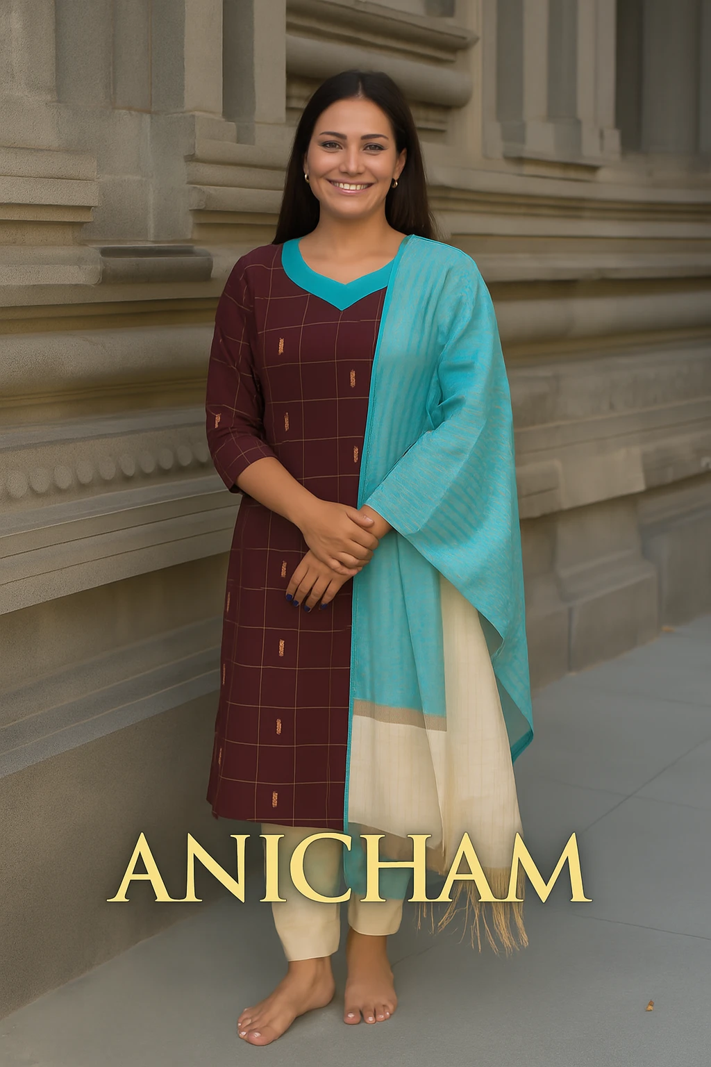 Maroon With Blue Set