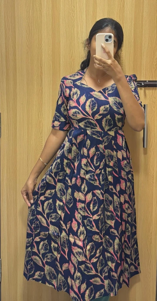 Navy Blue Leaf maxi
