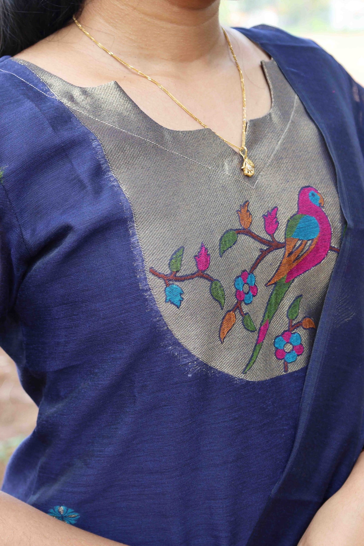 Blue Parrot Jamdhani Set