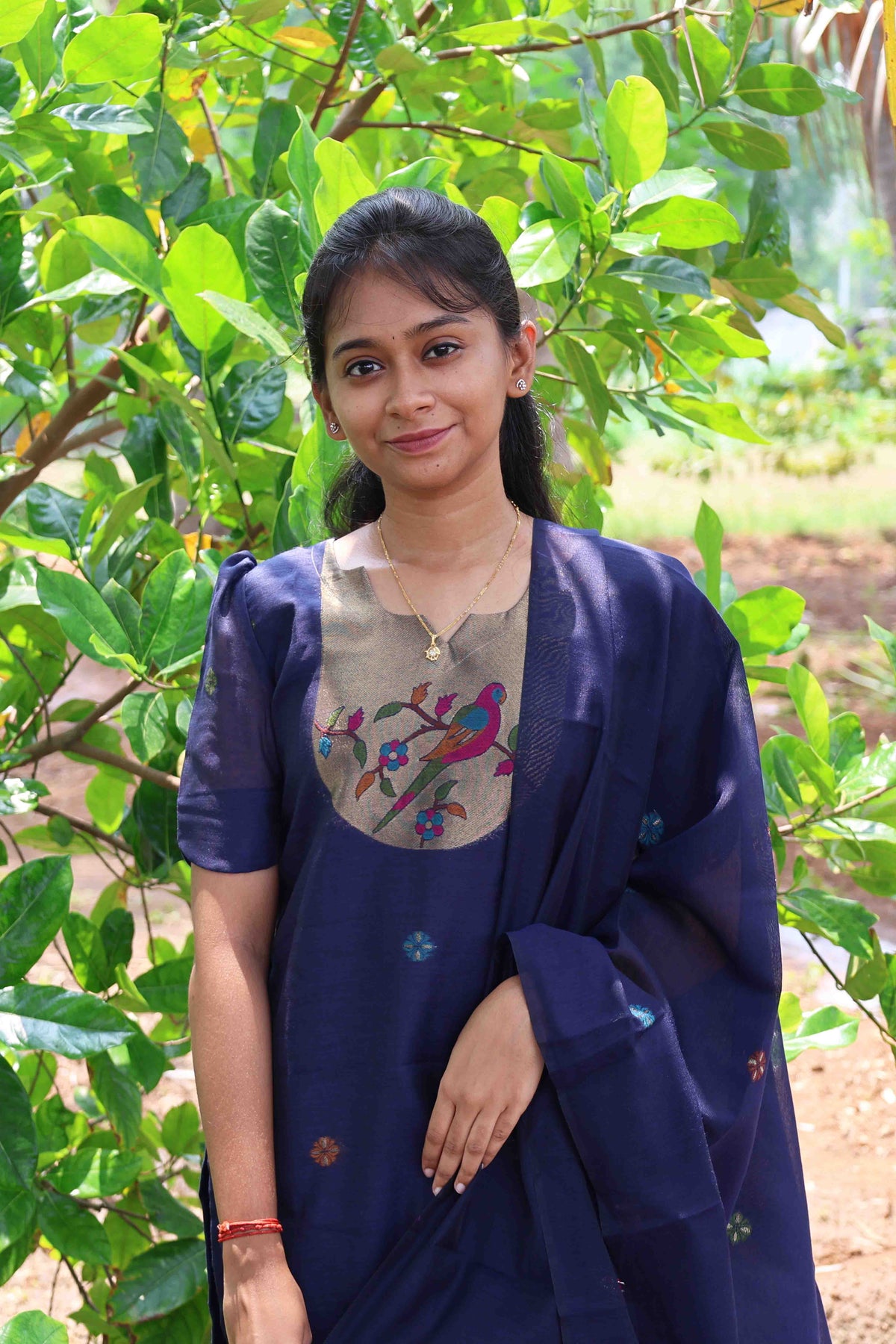 Blue Parrot Jamdhani Set