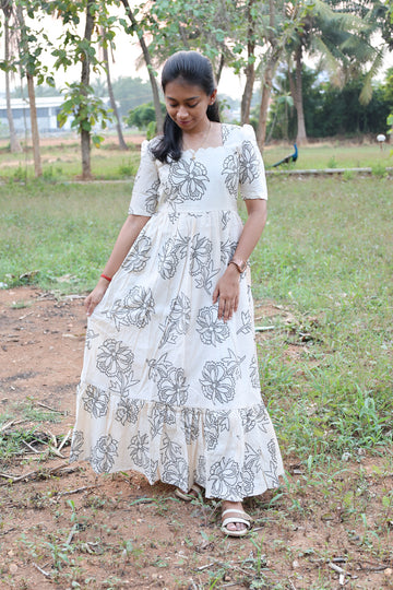 white black floral