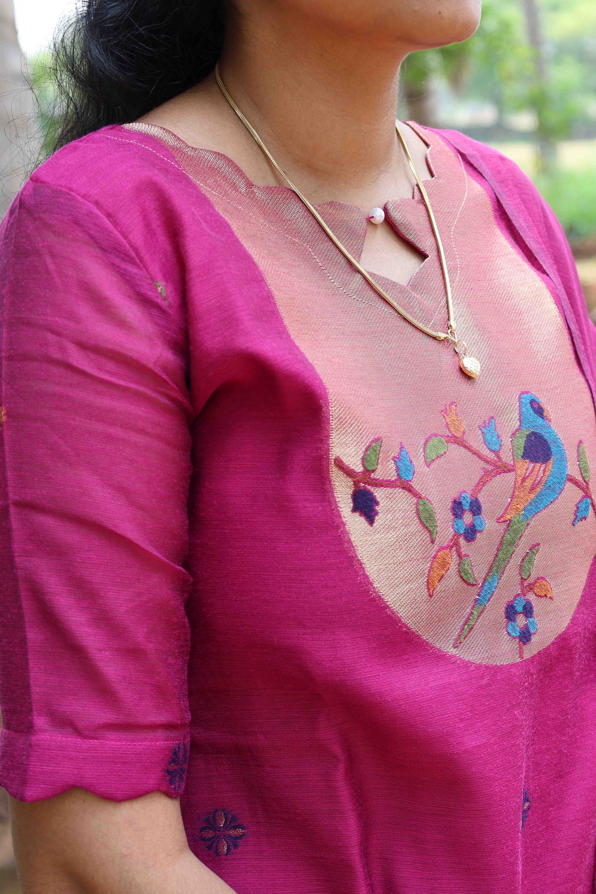 Pink Parrot Jamdhani Set