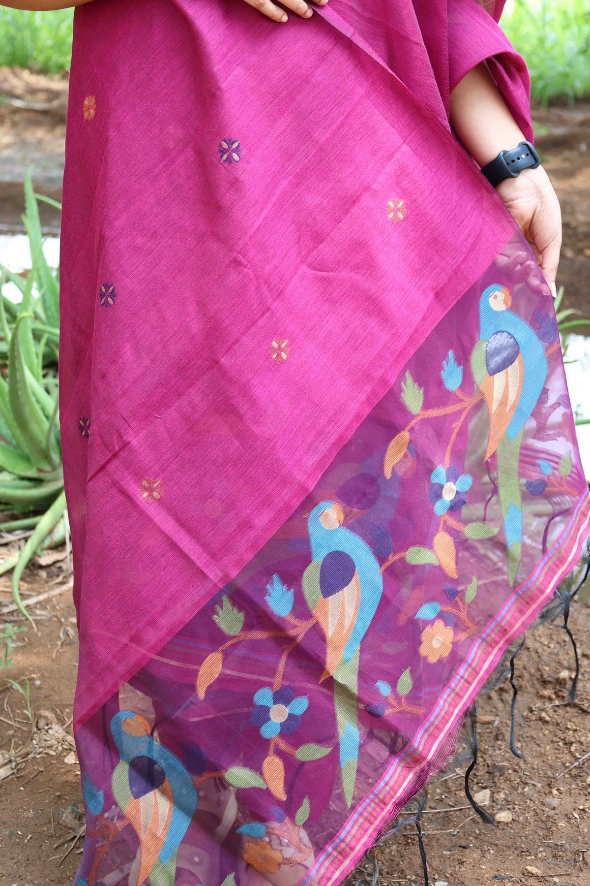 Pink Parrot Jamdhani Set