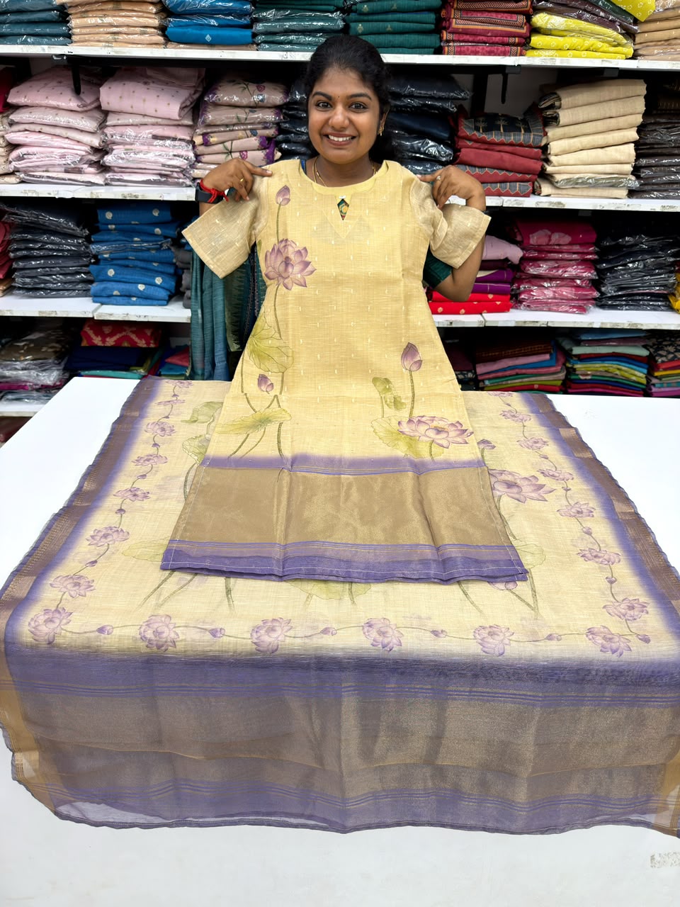 golden lotus top and shawl