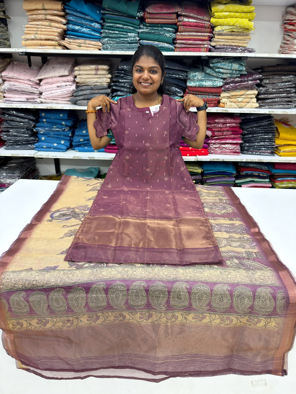 royal wine zari top shawl