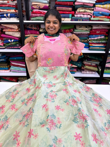 pink mint floral maxi