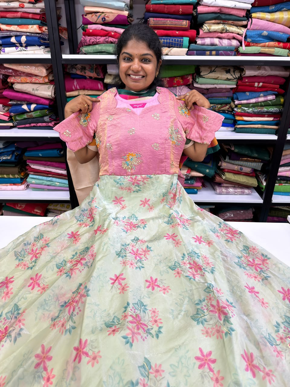 pink mint floral maxi