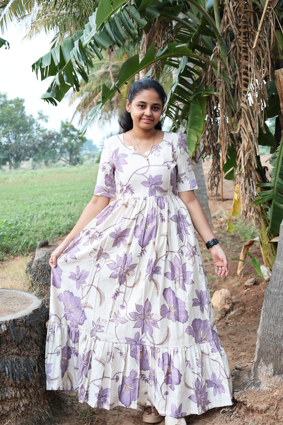 lavender flower long maxi