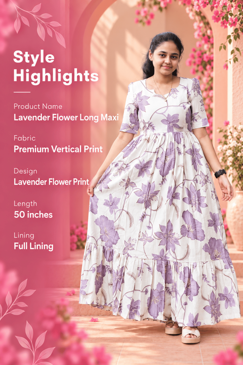 lavender flower long maxi