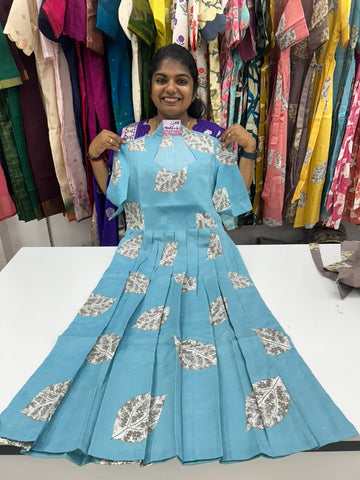 leaf blue short maxi