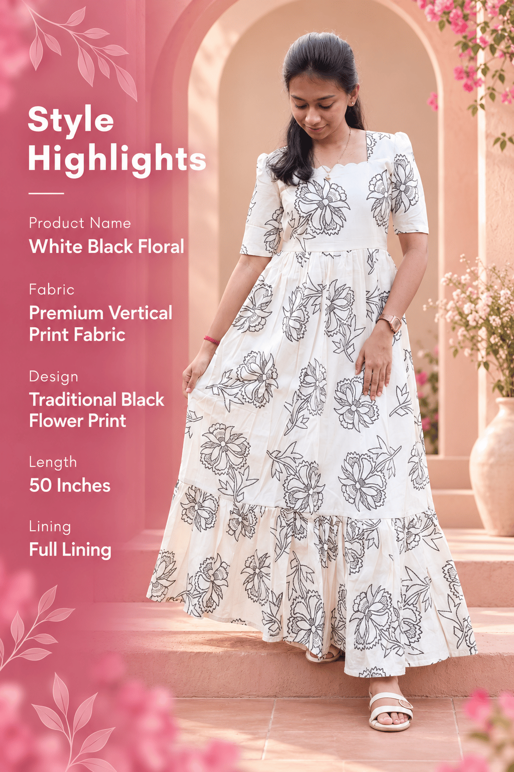 white black floral